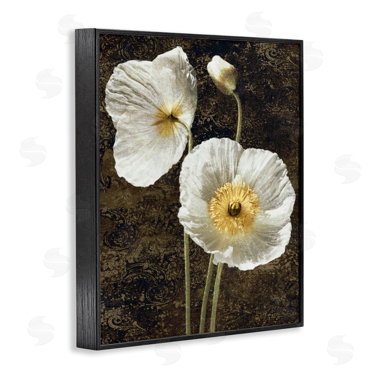 John Seba Budding White Poppies Black Framed Giclee Wall Artside_