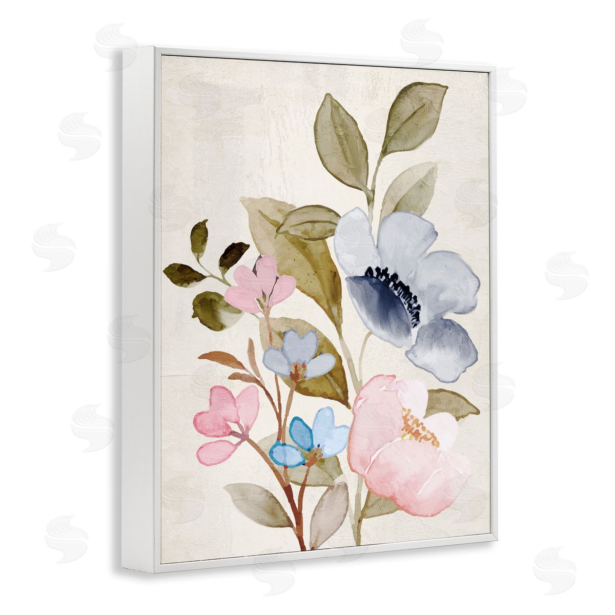 Kim Allen Soft Cottage Florals White Framed Giclee Wall Artside_