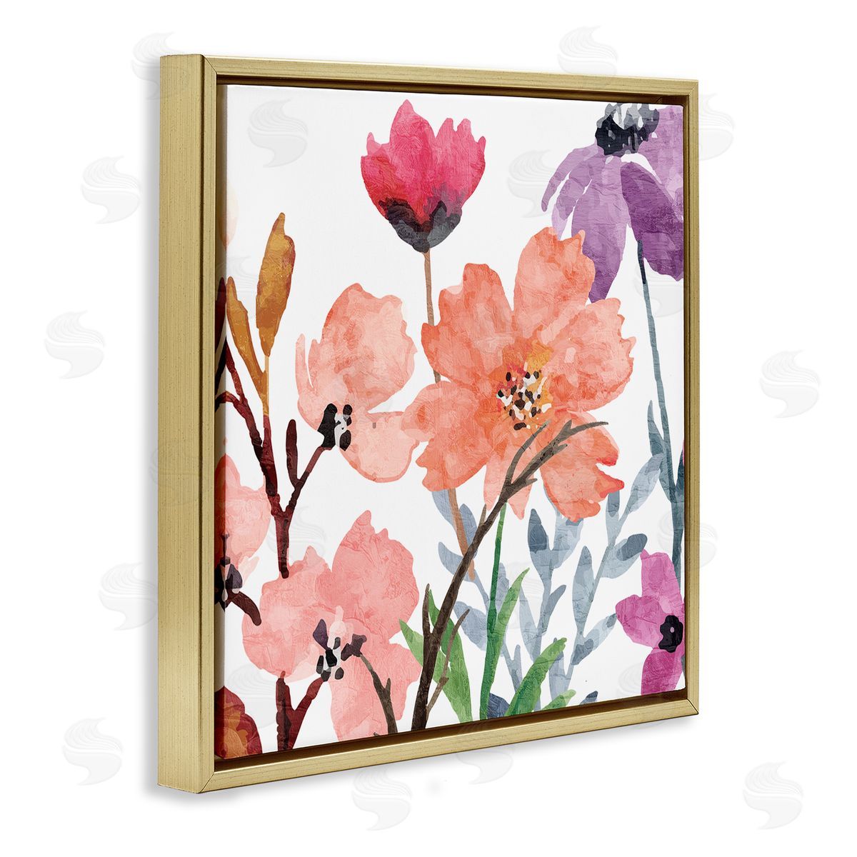Kim Allen Soft Spring Florals Gold Floater Frame Canvas Artside_