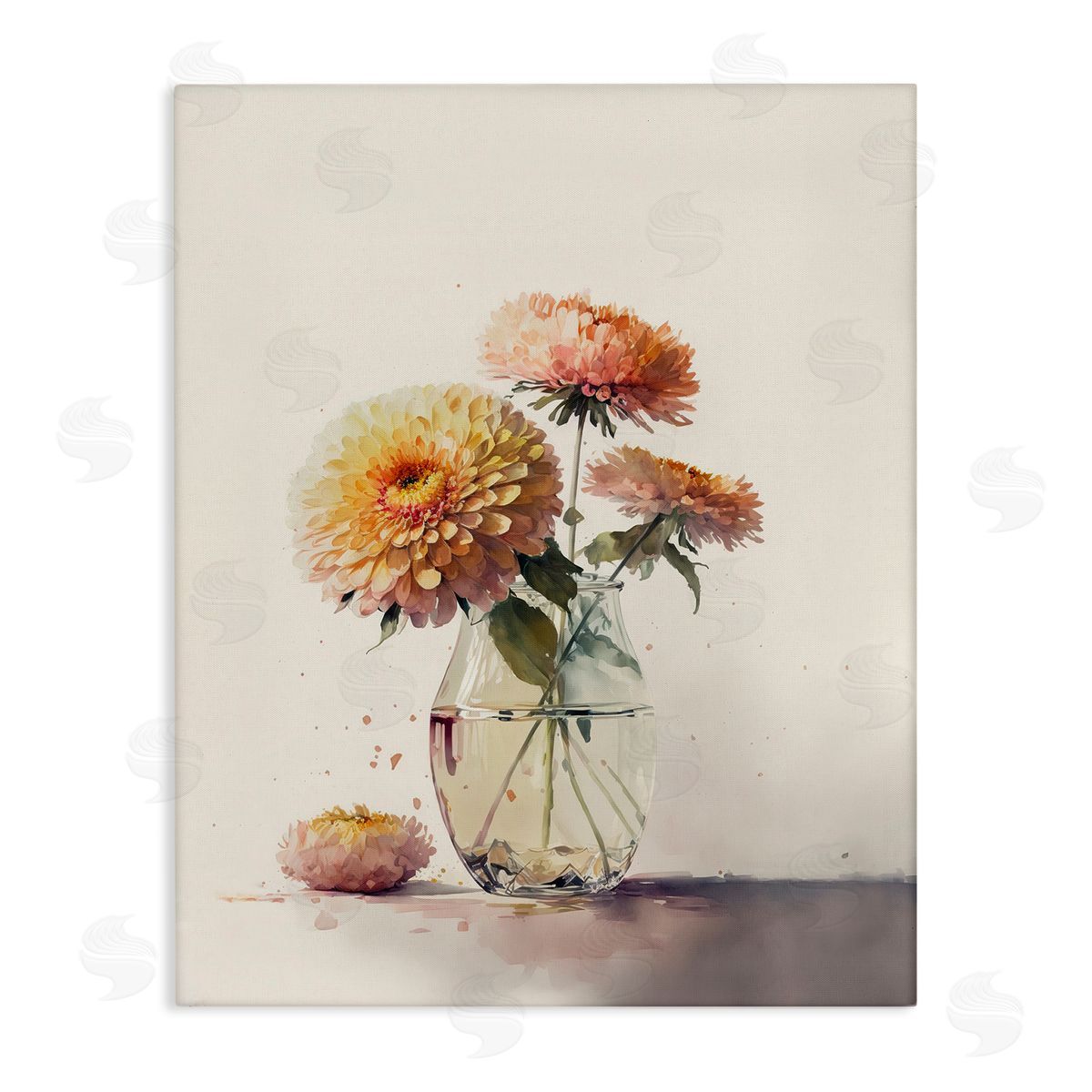 Blooming Dahlias Painting Canvas Wall Art, Home Decor by Leah McLean