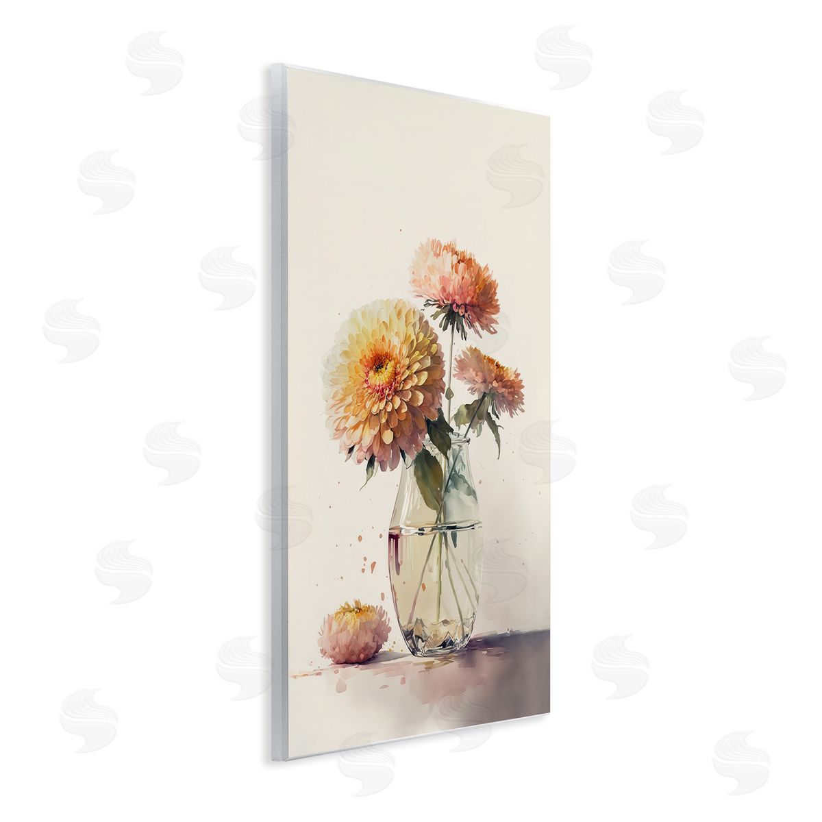 Blooming Dahlias Painting Wood Plaque Wall Art, Home Decor by Leah McLean