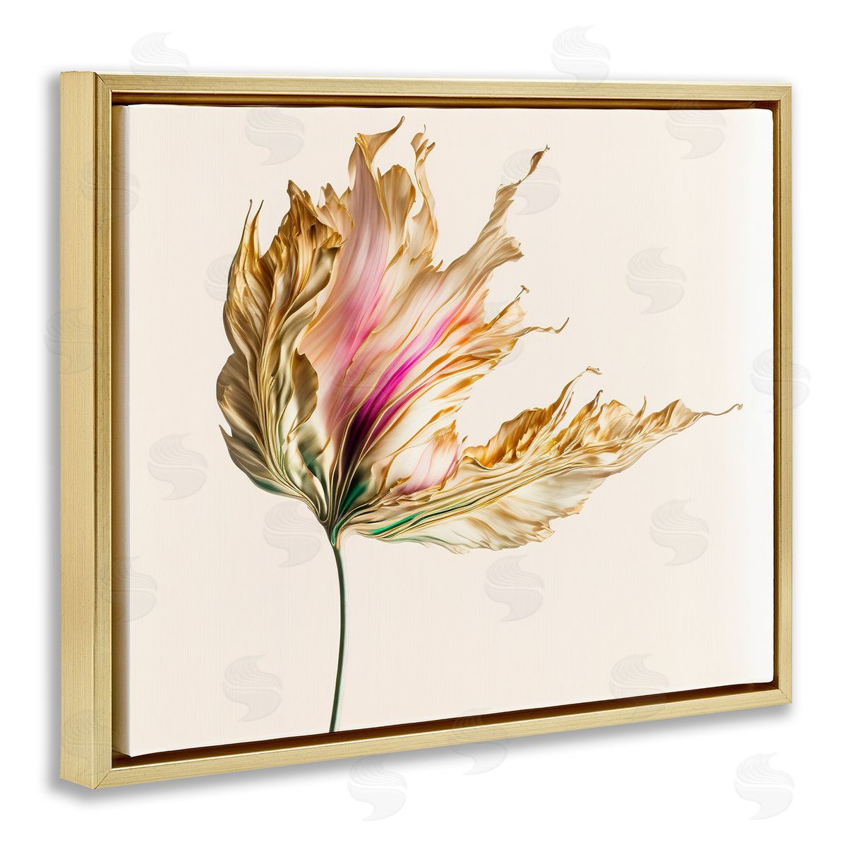 Leah McLean Abstract Lily Petals Gold Floater Frame Canvas Artside_