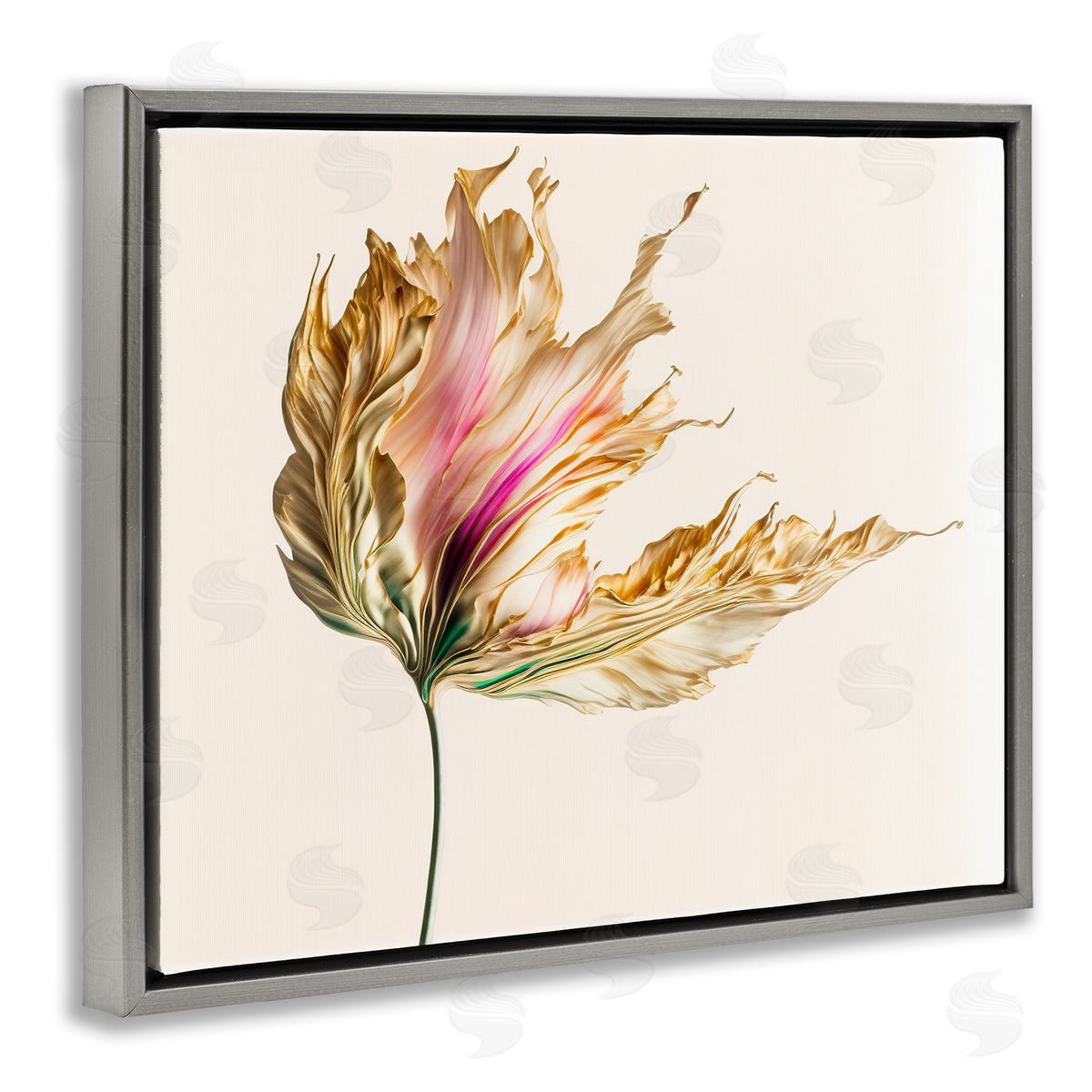 Leah McLean Abstract Lily Petals Gray Floater Frame Canvas Artside_