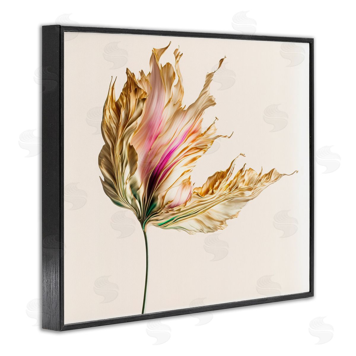 Leah McLean Abstract Lily Petals Black Framed Giclee Wall Artside_