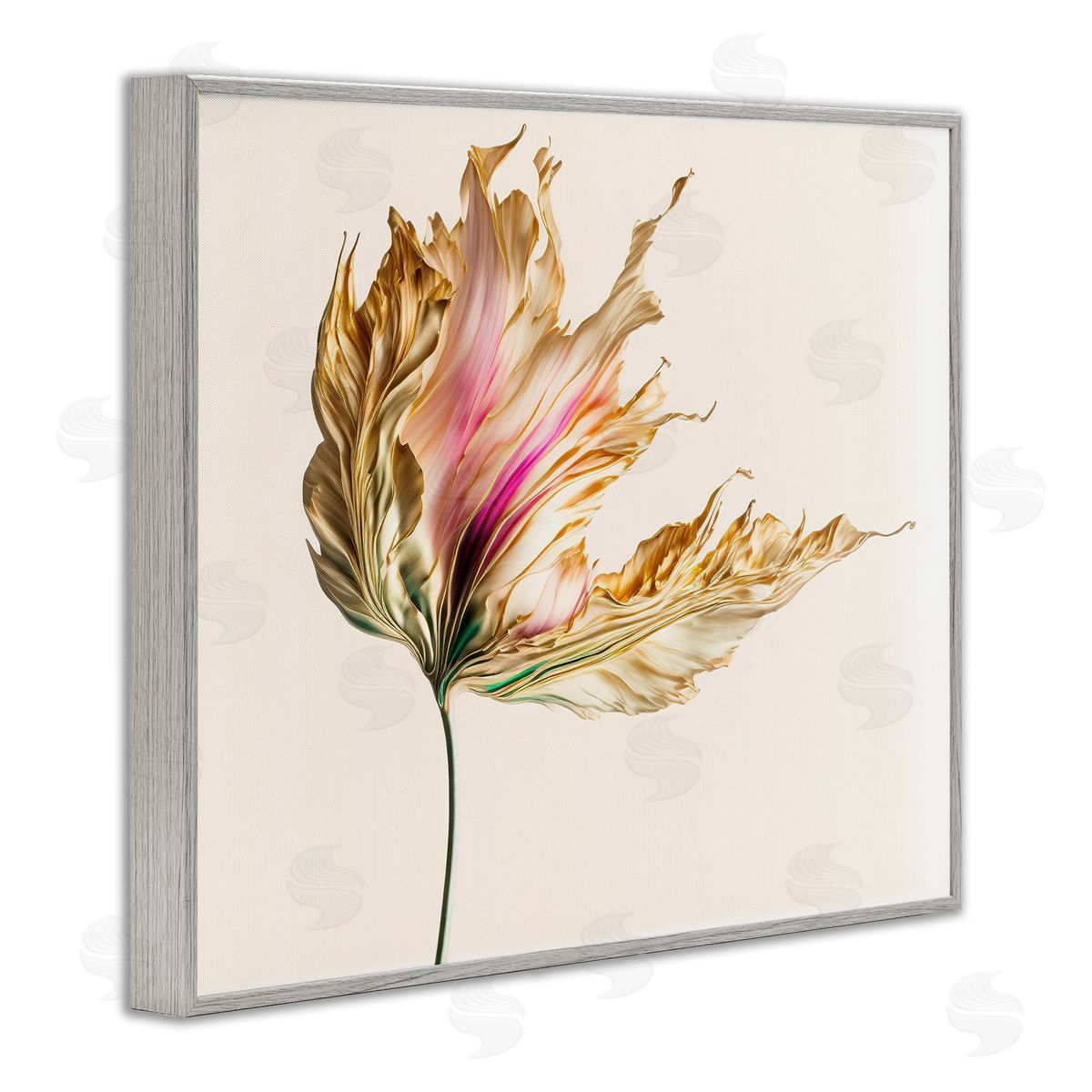 Leah McLean Abstract Lily Petals Gray Framed Giclee Wall Artside_