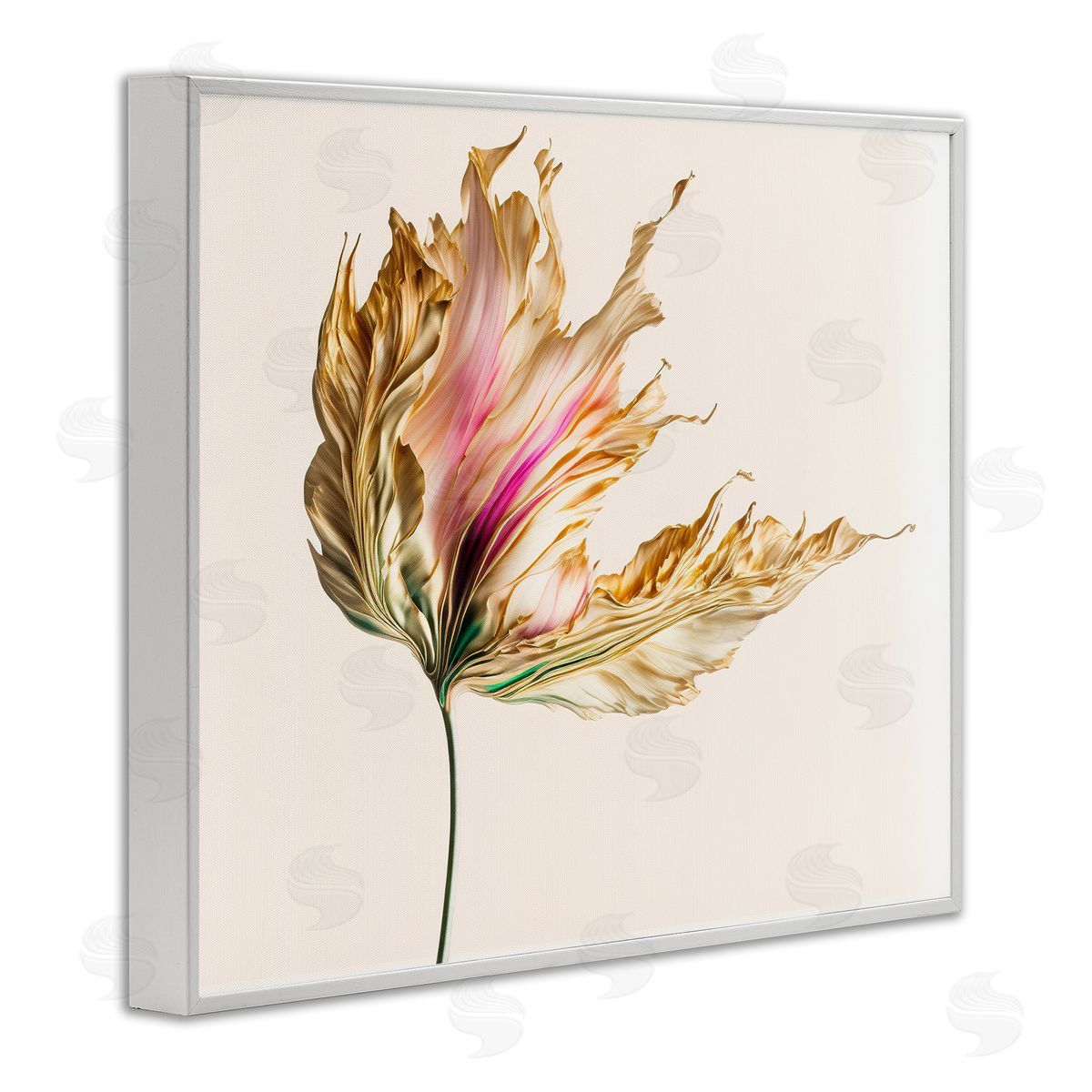 Leah McLean Abstract Lily Petals White Framed Giclee Wall Artside_