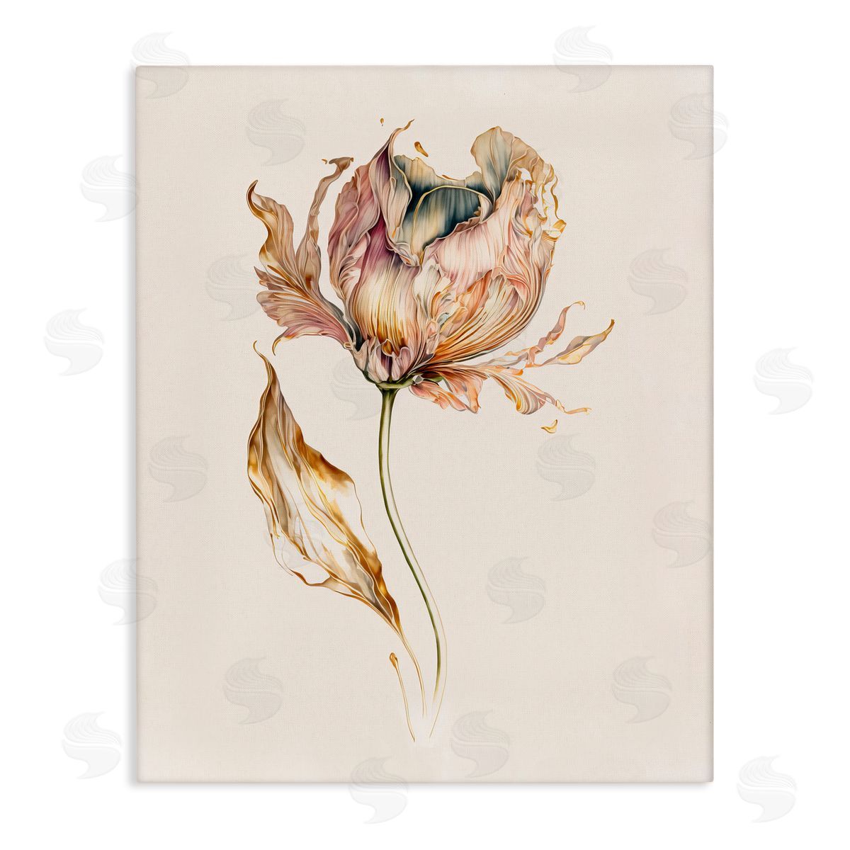 Leah McLean Vintage Tulip Petals Canvas Wall Art