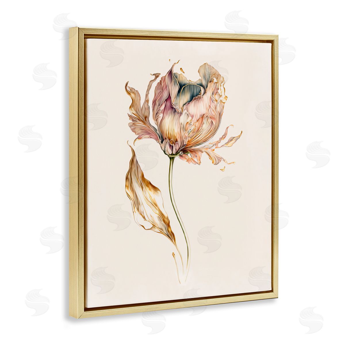 Leah McLean Vintage Tulip Petals Gold Floater Frame Canvas Artside_
