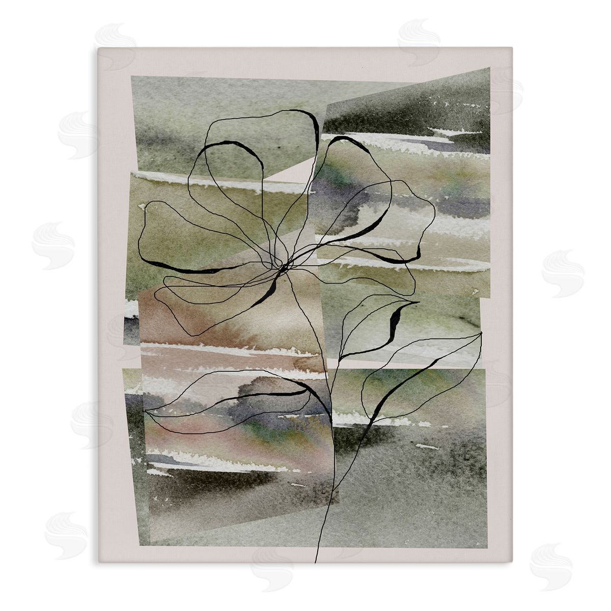 Divisha Mehta Abstract Flower on Green Canvas Wall Art