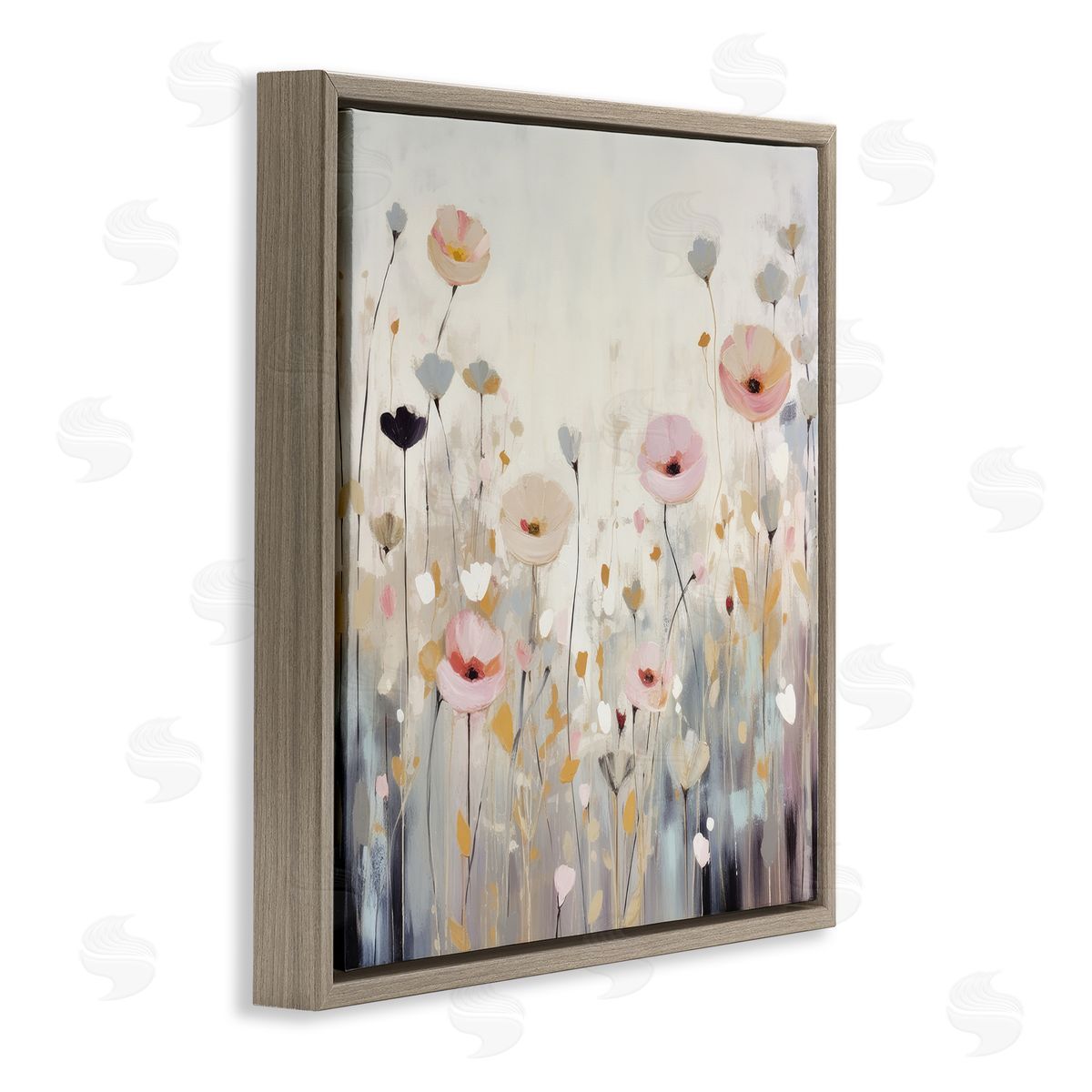 Irena Orlov Pastel Poppy Meadow Brown Floater Frame Canvas Artside_
