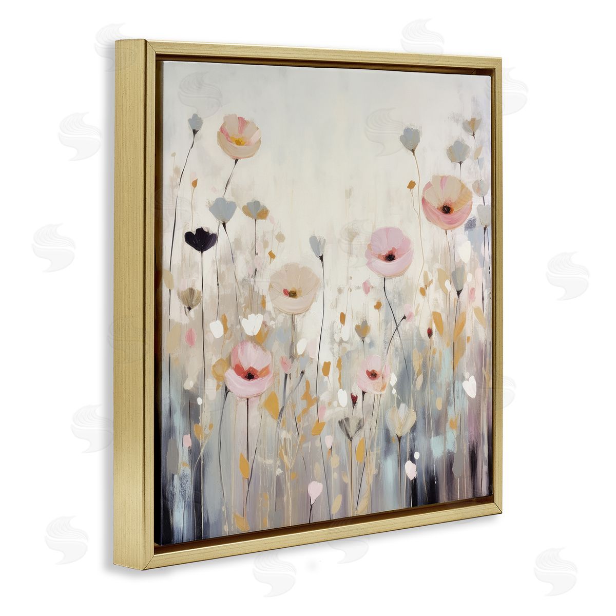 Irena Orlov Pastel Poppy Meadow Gold Floater Frame Canvas Artside_