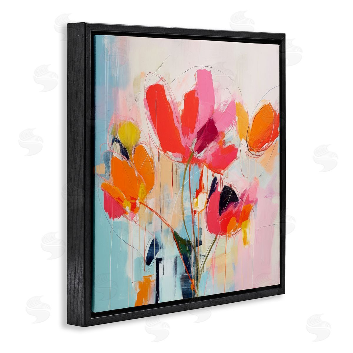 Irena Orlov Abstract Pink Florals Black Floater Frame Canvas Artside_
