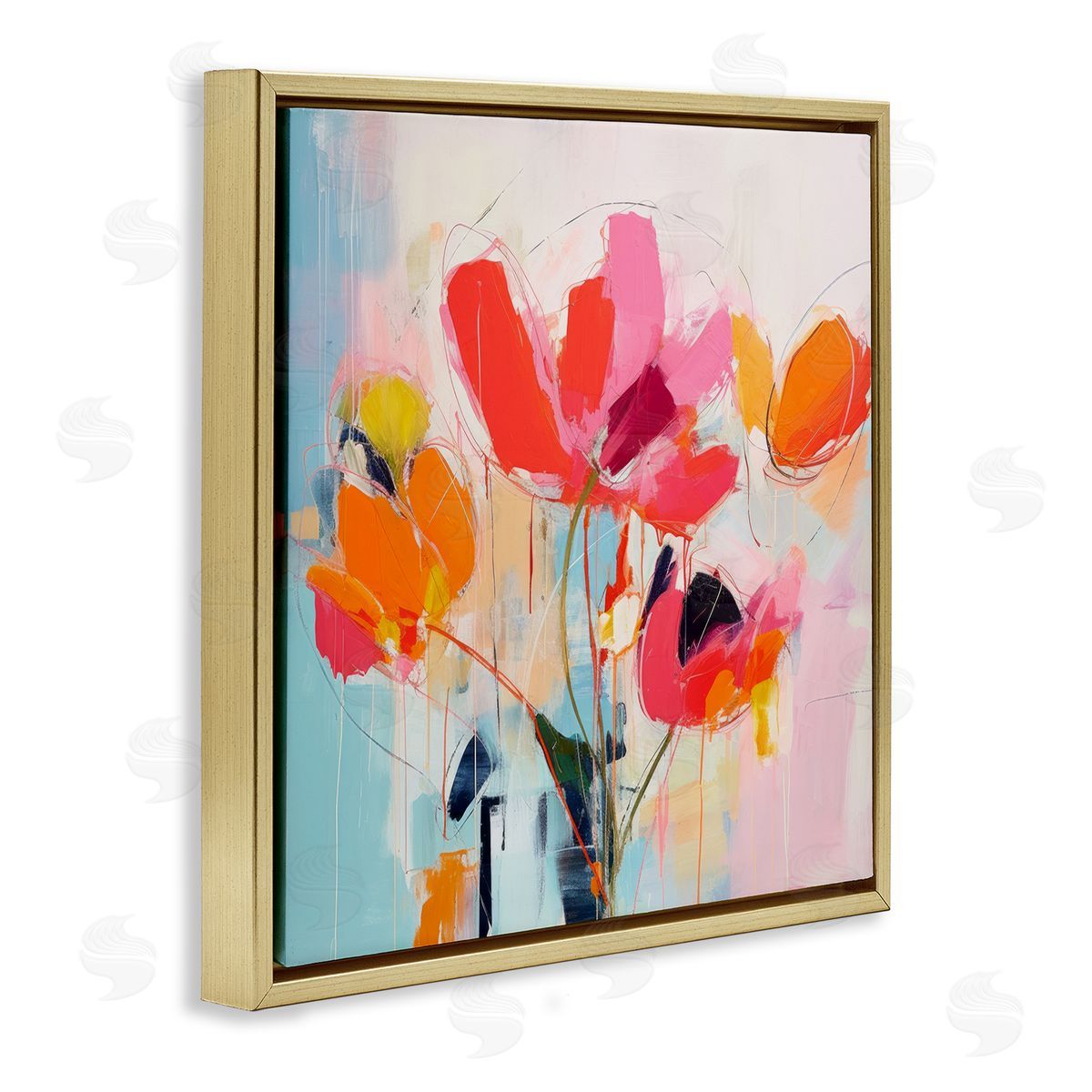 Irena Orlov Abstract Pink Florals Gold Floater Frame Canvas Artside_
