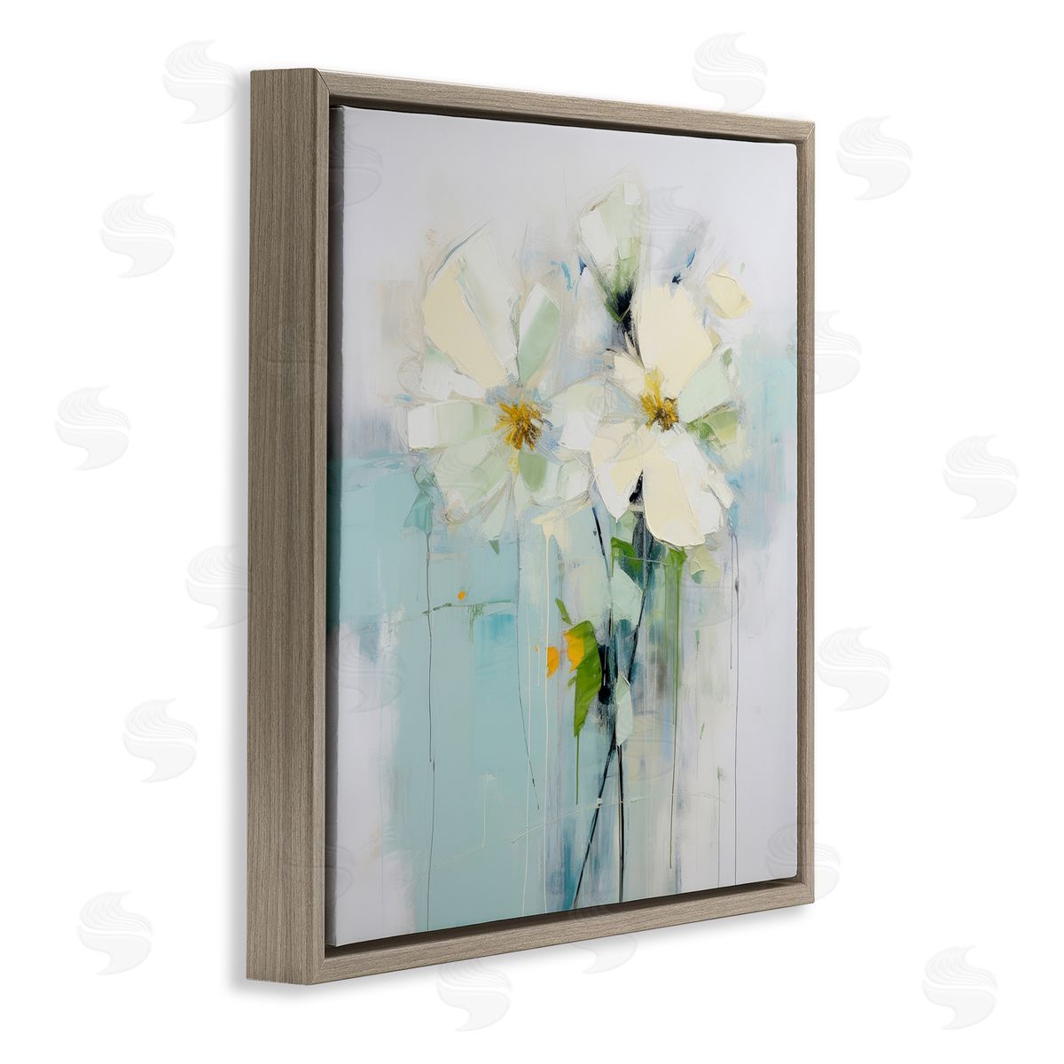 Irena Orlov Abstract White Petals Brown Floater Frame Canvas Artside_