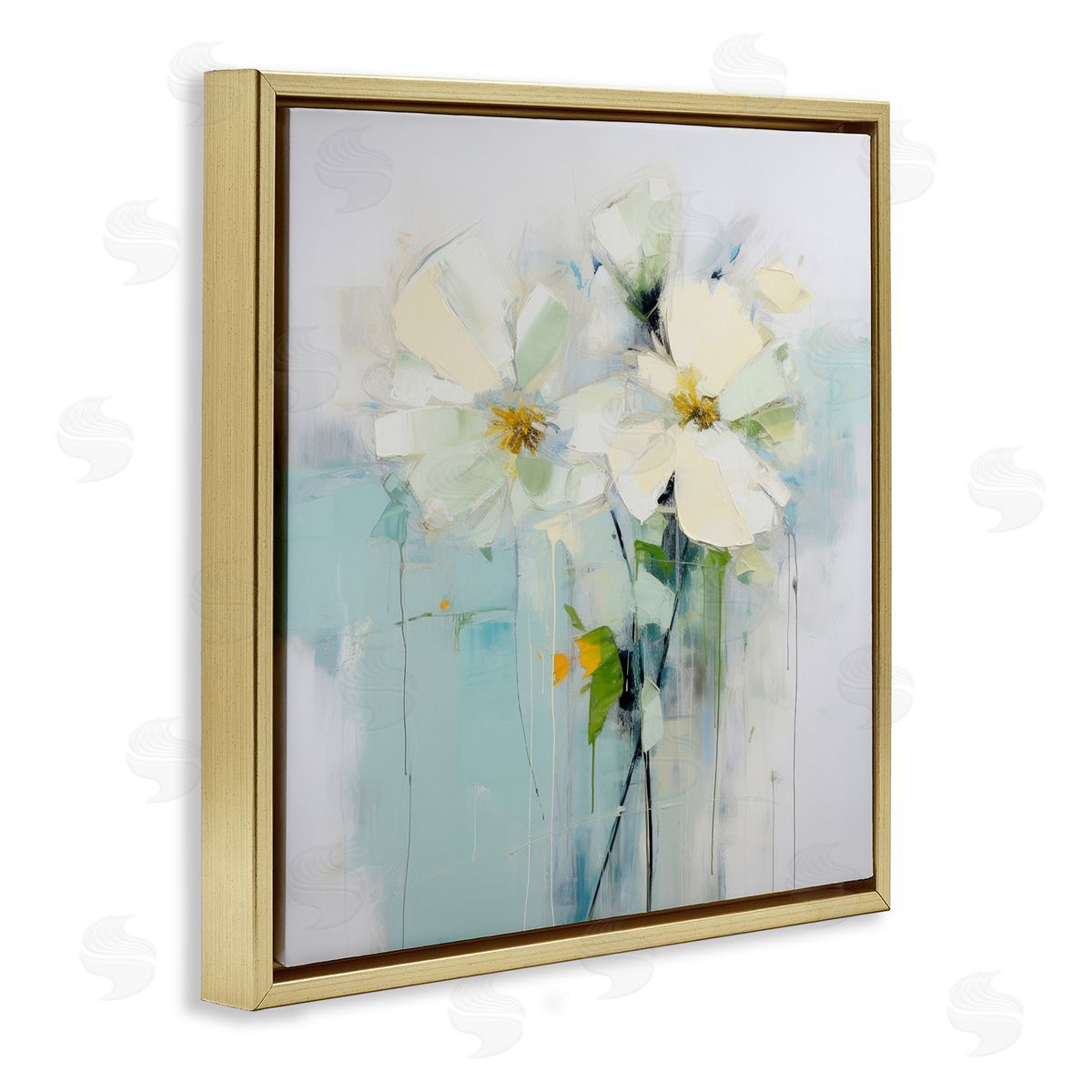 Irena Orlov Abstract White Petals Gold Floater Frame Canvas Artside_