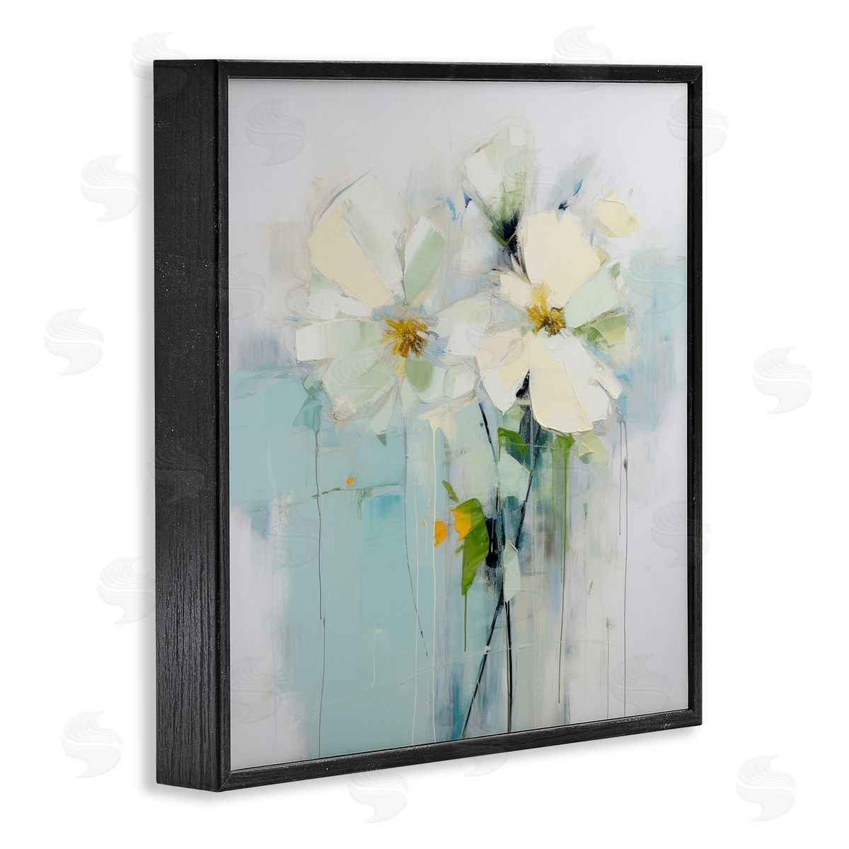Irena Orlov Abstract White Petals Black Framed Giclee Wall Artside_