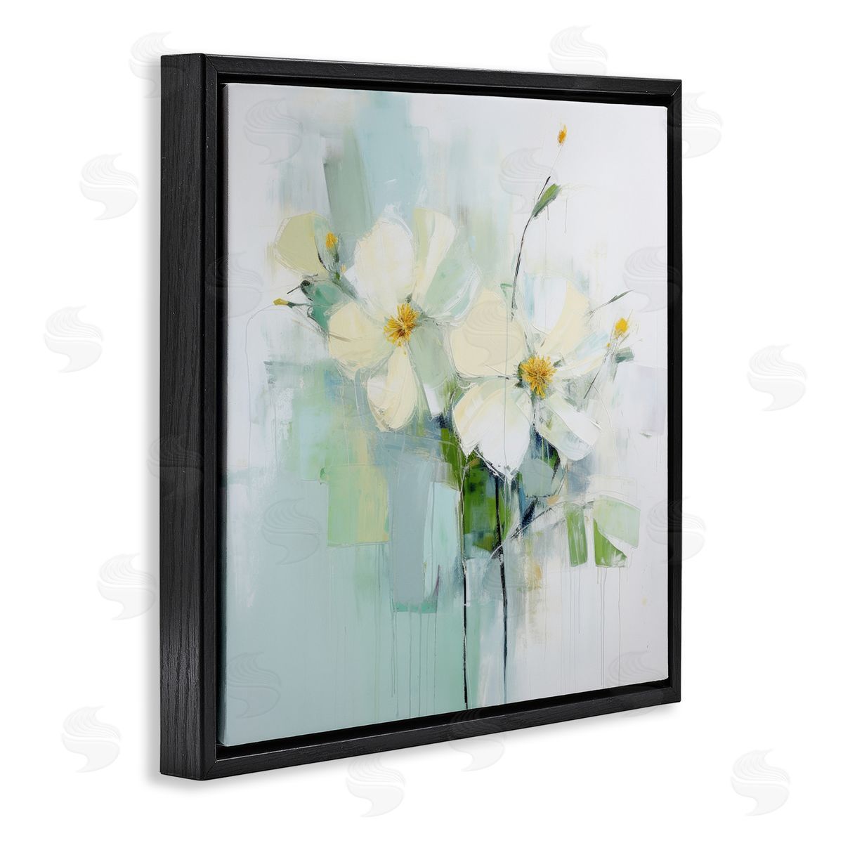 Irena Orlov Abstract White Flowers Black Floater Frame Canvas Artside_