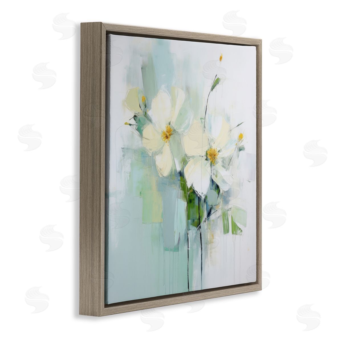 Irena Orlov Abstract White Flowers Brown Floater Frame Canvas Artside_