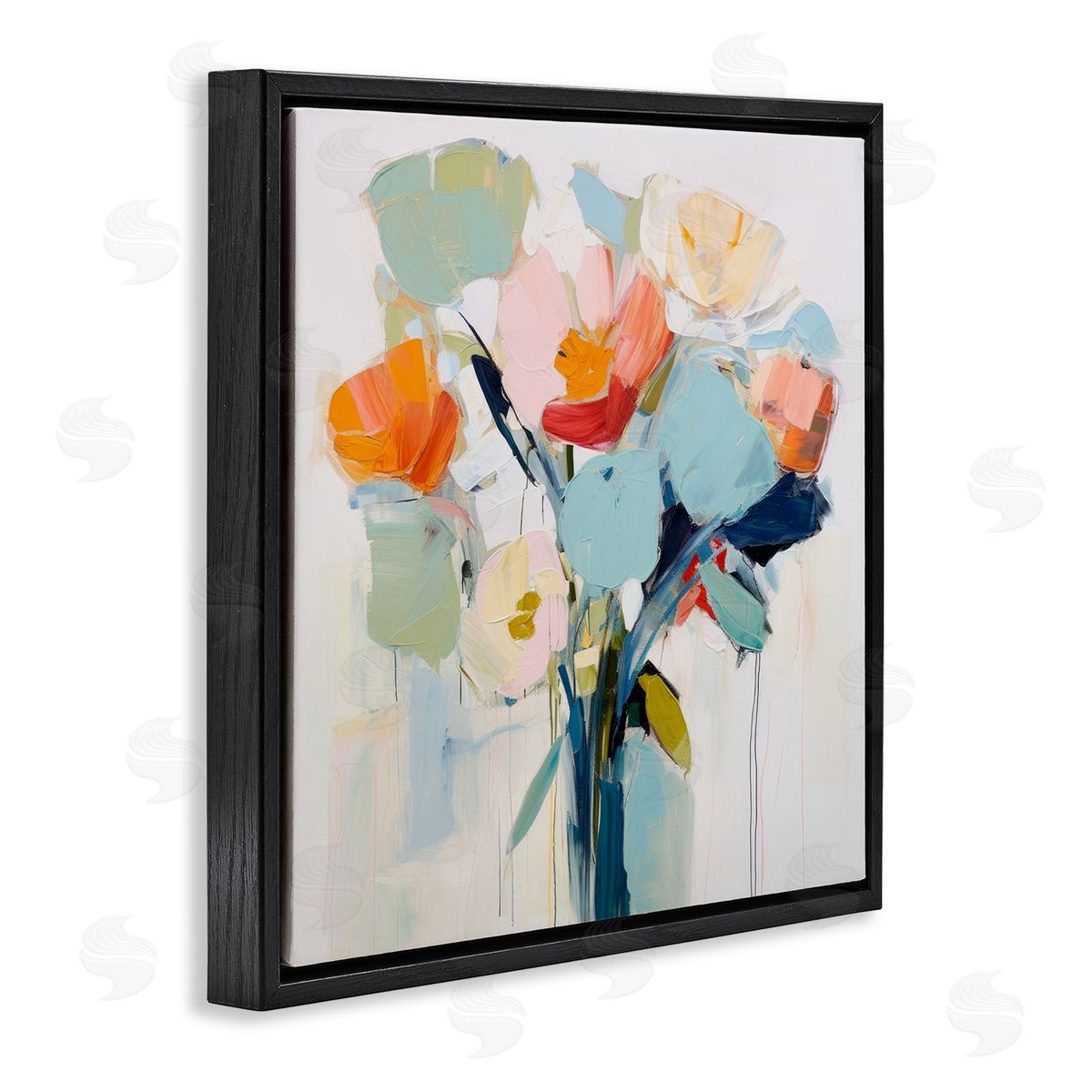 Irena Orlov Pastel Flowers Abstraction Black Floater Frame Canvas Artside_