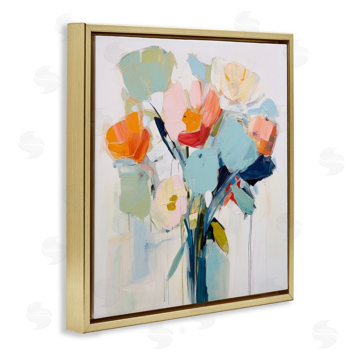 Irena Orlov Pastel Flowers Abstraction Gold Floater Frame Canvas Artside_