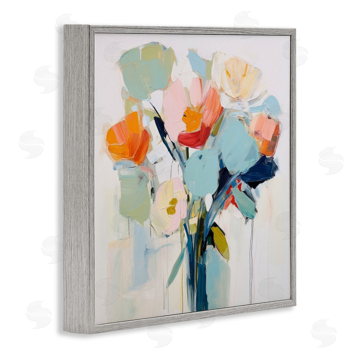 Irena Orlov Pastel Flowers Abstraction Gray Framed Giclee Wall Artside_