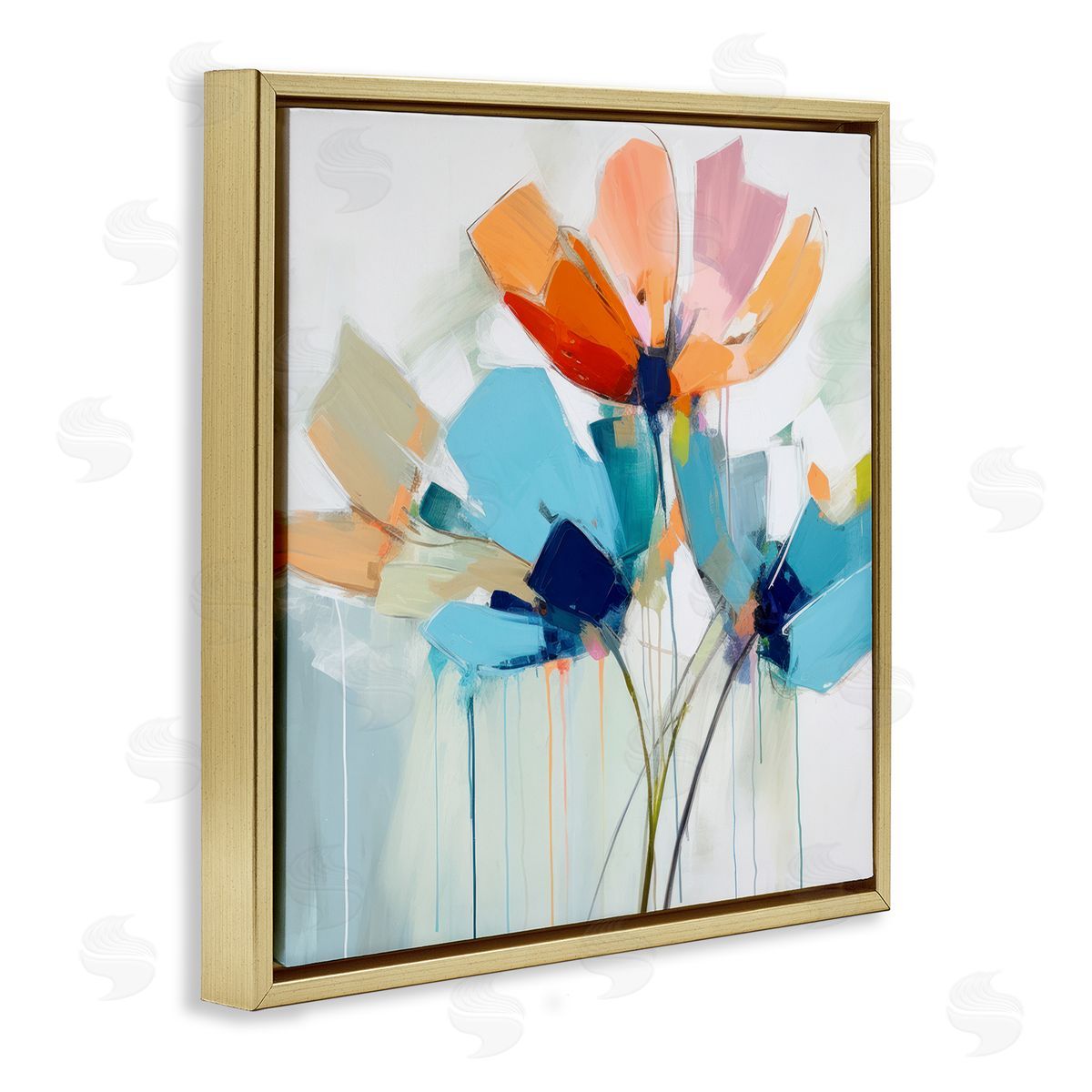 Irena Orlov Modern Tulips Abstraction Gold Floater Frame Canvas Artside_