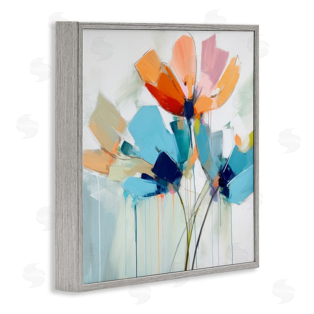 Irena Orlov Modern Tulips Abstraction Gray Framed Giclee Wall Artside_