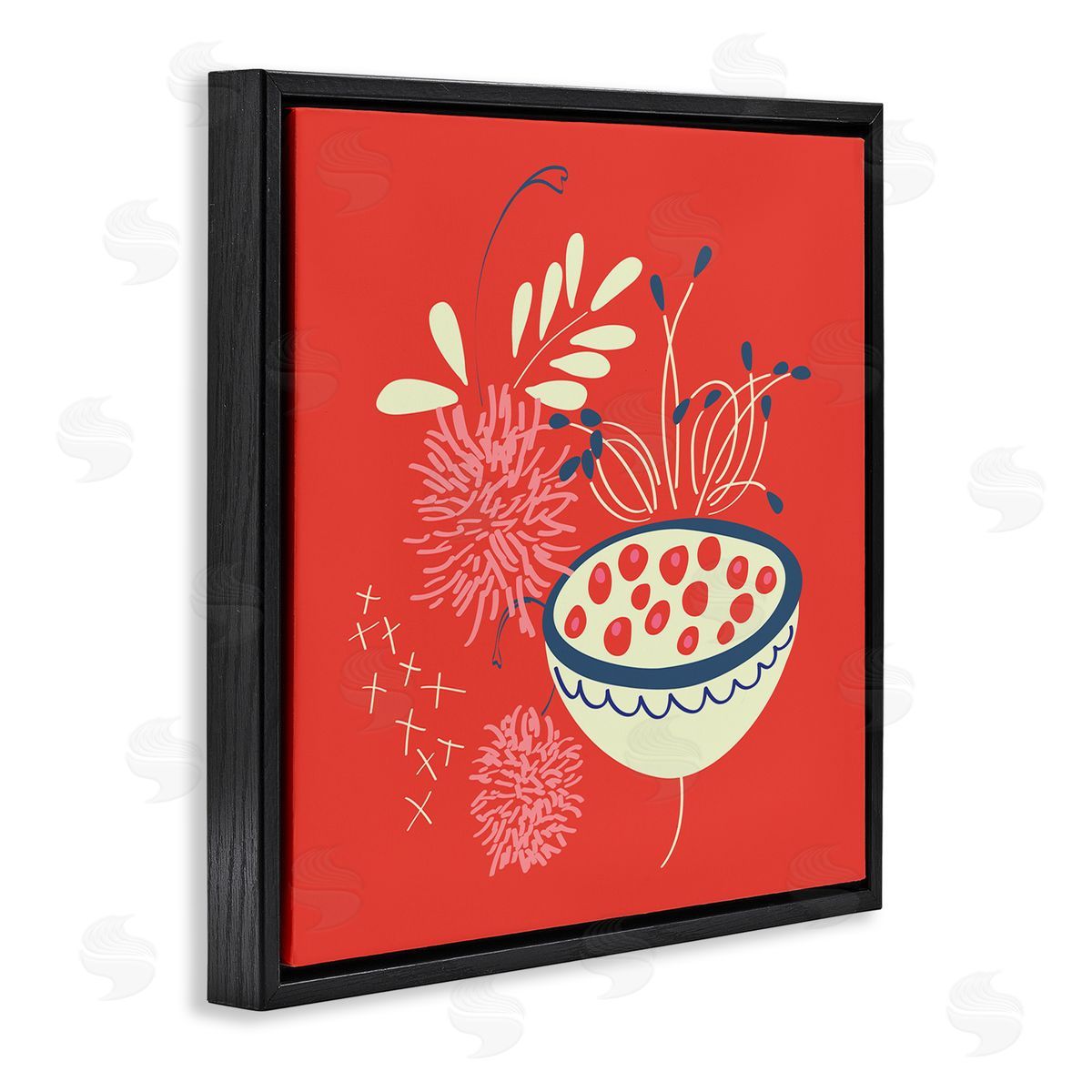 Pragya Kothari Red Botanical Seeds Black Floater Frame Canvas Artside_