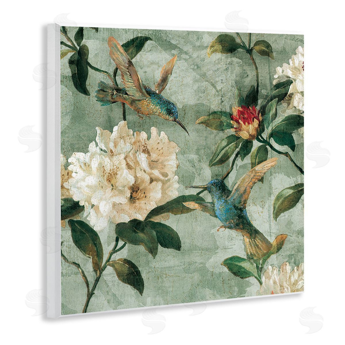 Reneé Campbell Vintage Hummingbird & Flowers Wall Plaque Artside_