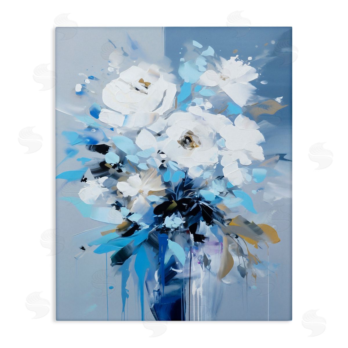 Ray Powers Flower with Modern Drip Canvas Wall Art