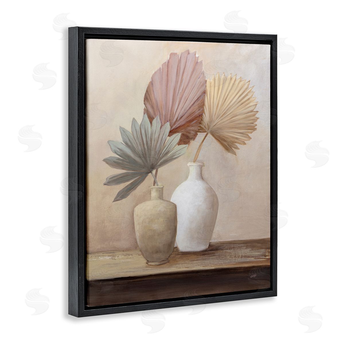 Julia Purinton Boho Palm Leaves Black Floater Frame Canvas Artside_