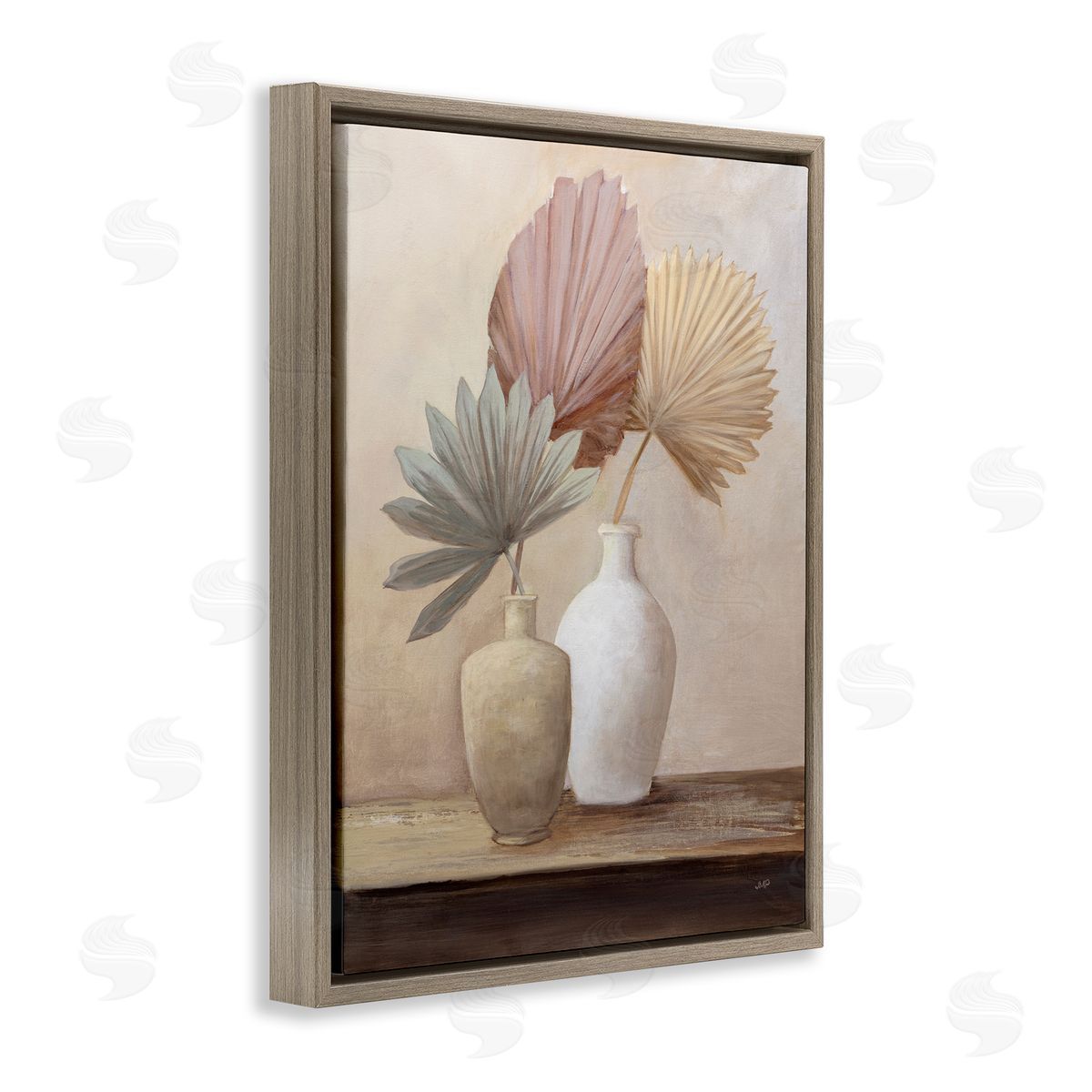 Julia Purinton Boho Palm Leaves Brown Floater Frame Canvas Artside_
