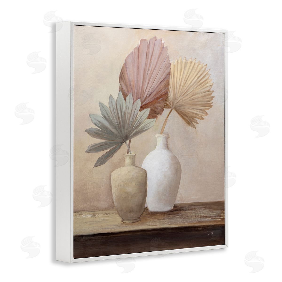 Julia Purinton Boho Palm Leaves White Framed Giclee Wall Artside_