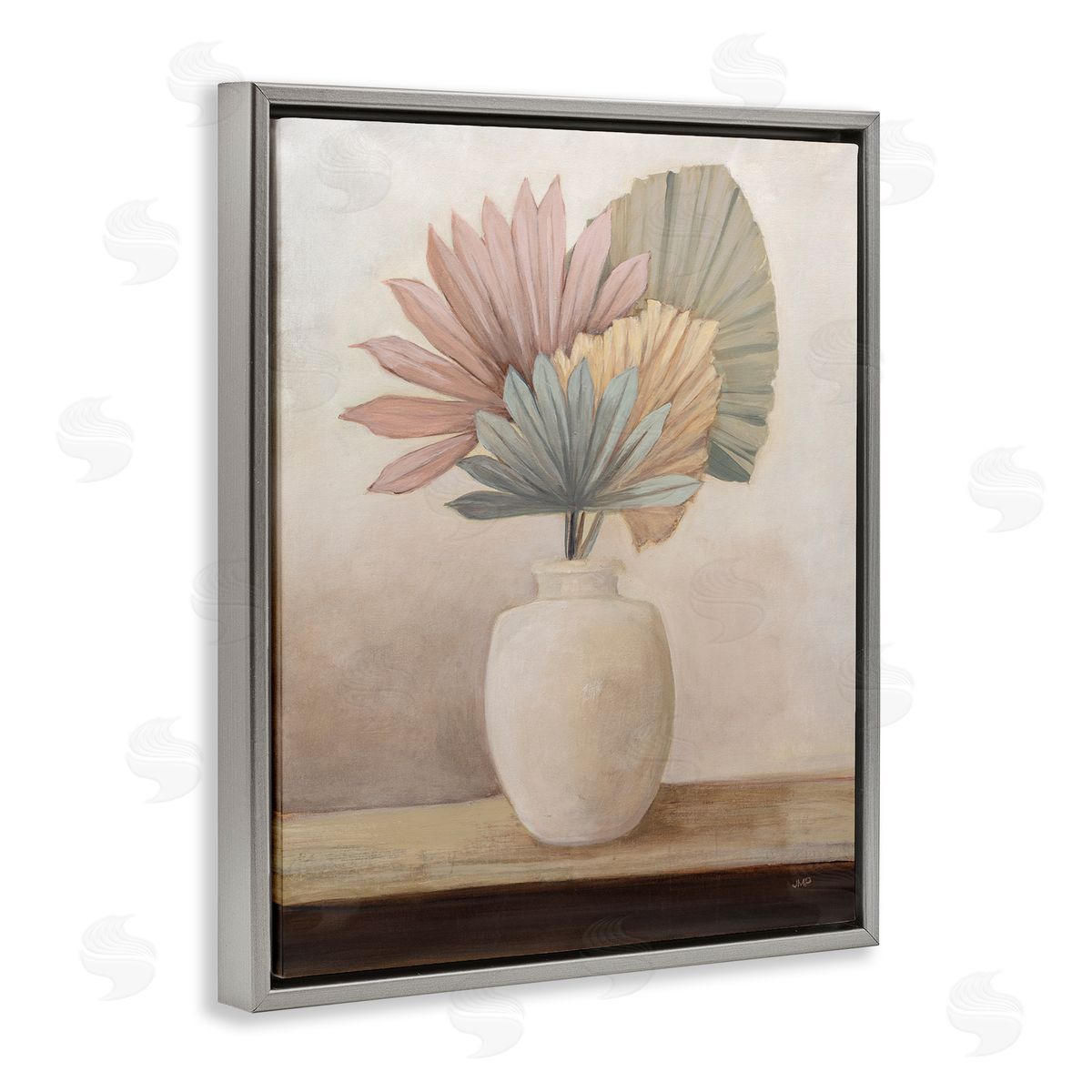 Julia Purinton Boho Sun Palms Gray Floater Frame Canvas Artside_