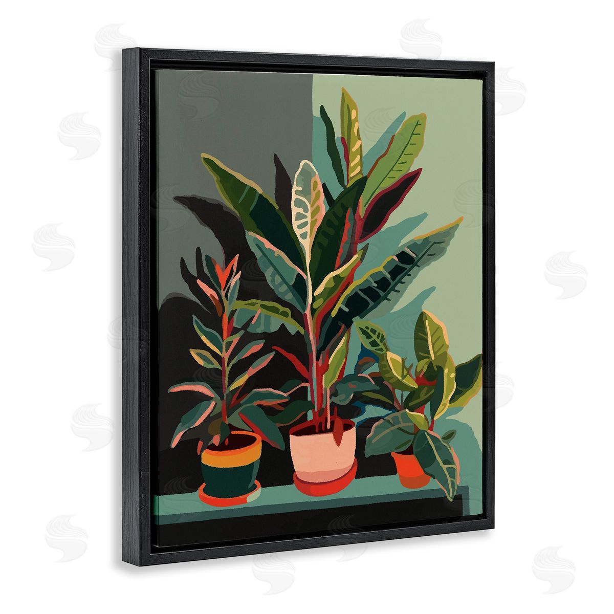 Ziwei Li Modern Potted Plants Black Floater Frame Canvas Artside_