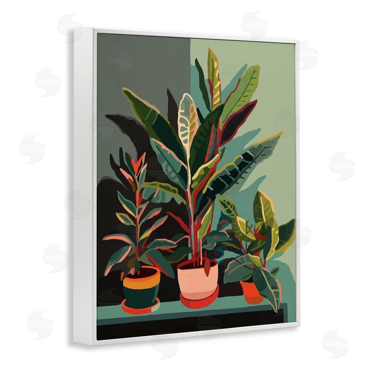Ziwei Li Modern Potted Plants White Framed Giclee Wall Artside_