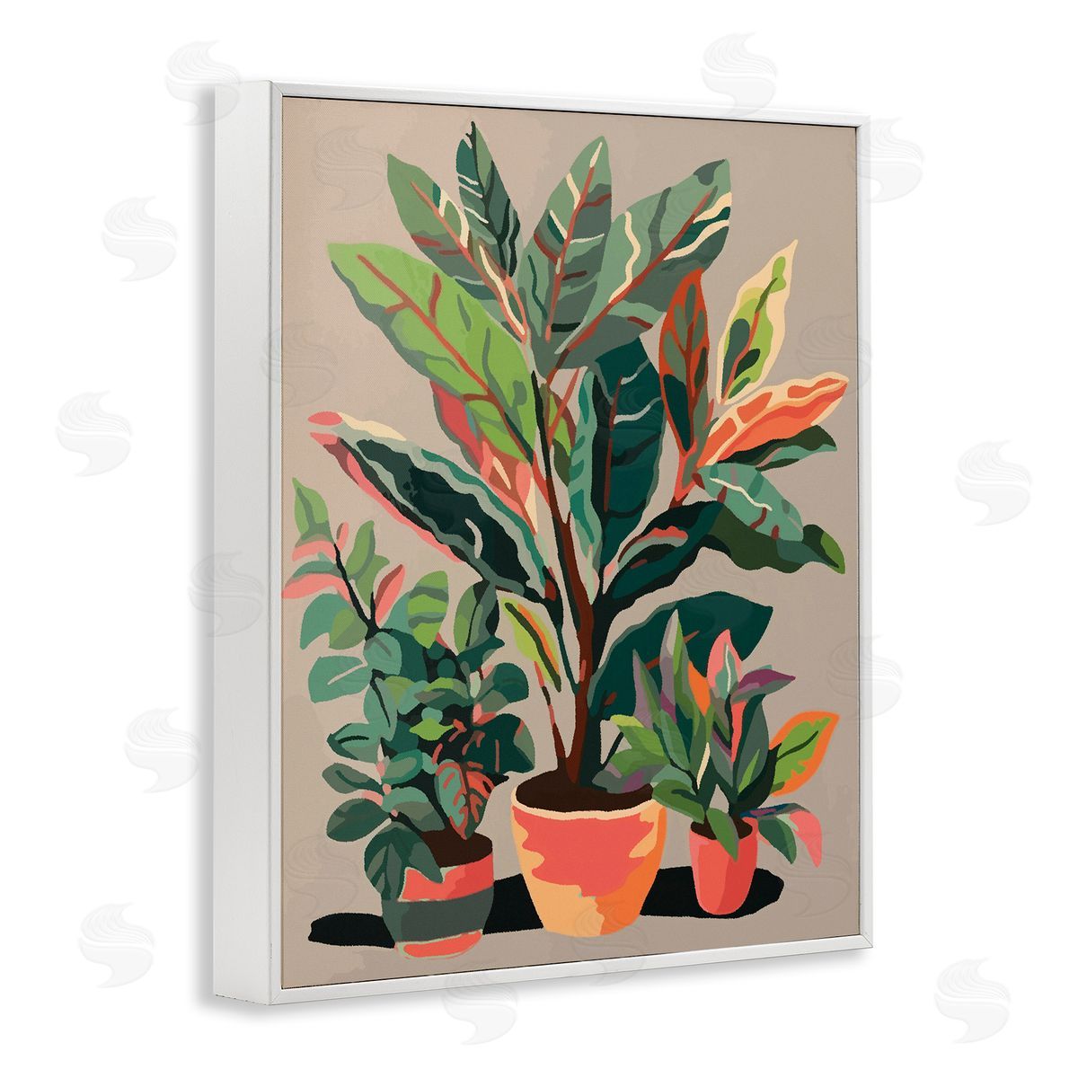 Ziwei Li Abstract Potted Plants White Framed Giclee Wall Artside_