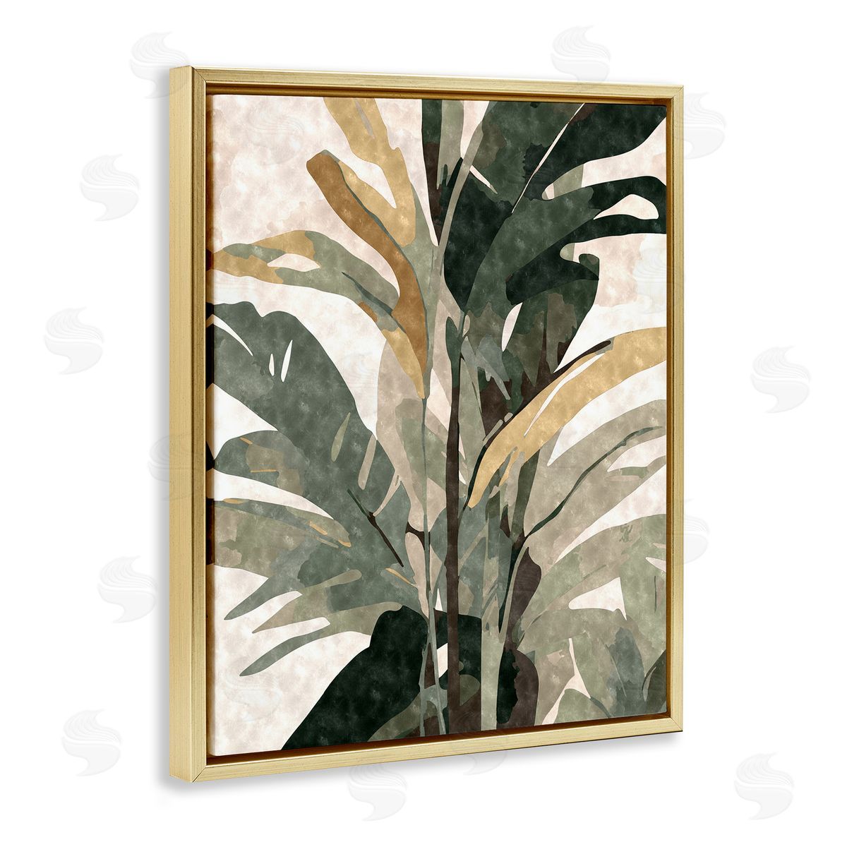 Ziwei Li Palm Plant Abstraction Gold Floater Frame Canvas Artside_