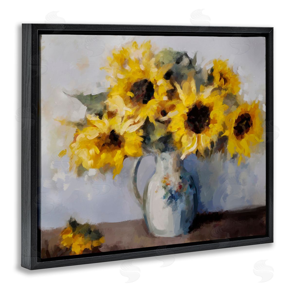 Ziwei Li Traditional Sunflower Bouquet Black Floater Frame Canvas Artside_