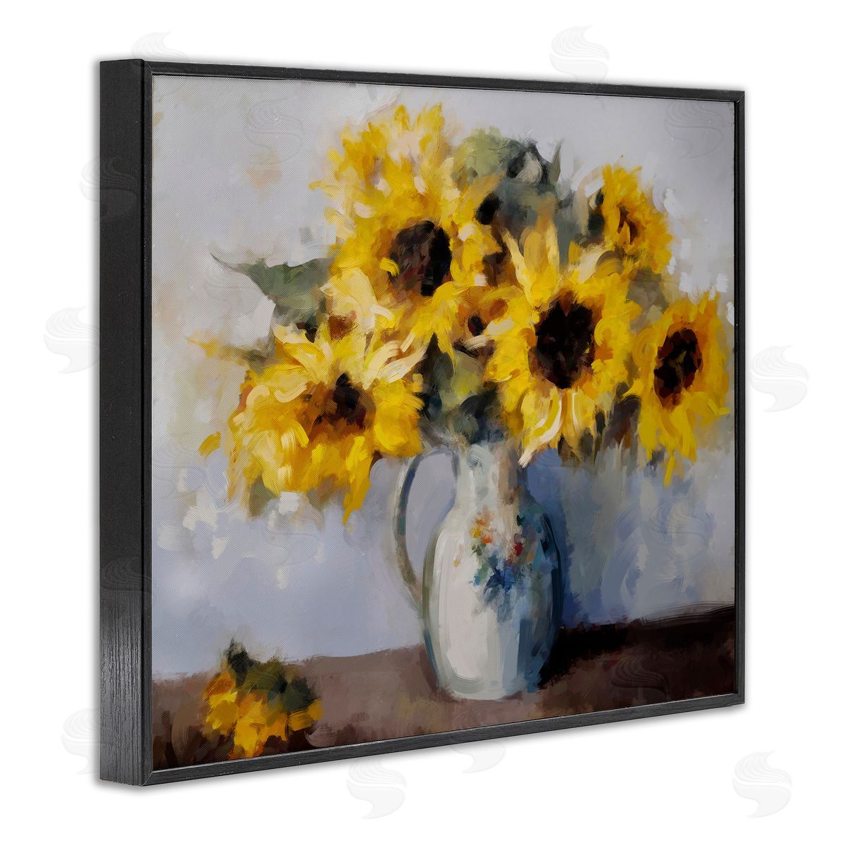 Ziwei Li Traditional Sunflower Bouquet Black Framed Giclee Wall Artside_