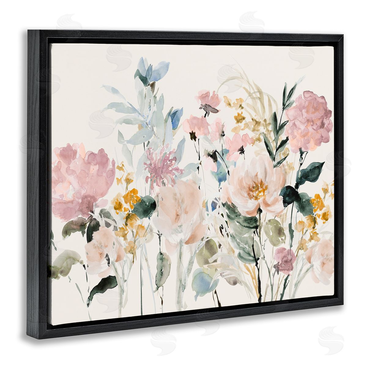 Lanie Loreth Pastel Spring Flowers Black Floater Frame Canvas Artside_