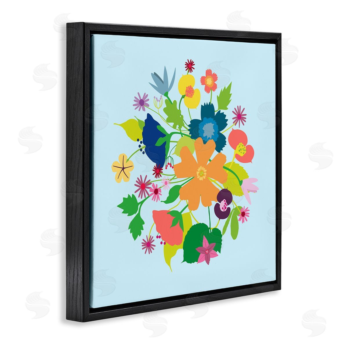 Pragya Kothari Modern Spring Petals Black Floater Frame Canvas Artside_