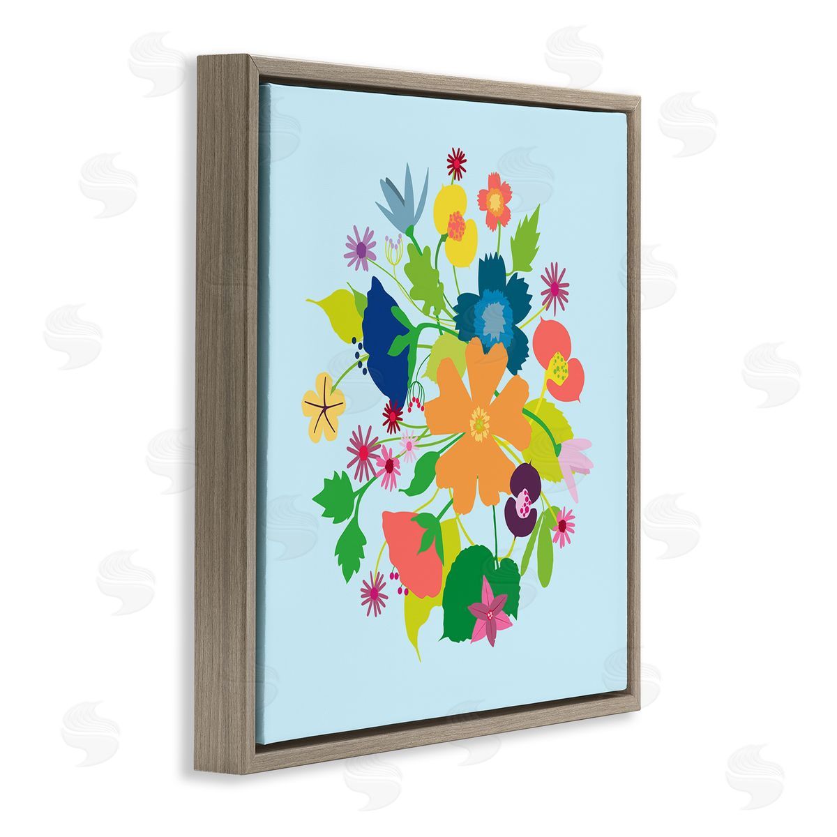 Pragya Kothari Modern Spring Petals Brown Floater Frame Canvas Artside_