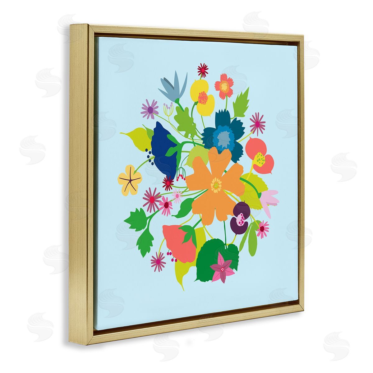 Pragya Kothari Modern Spring Petals Gold Floater Frame Canvas Artside_