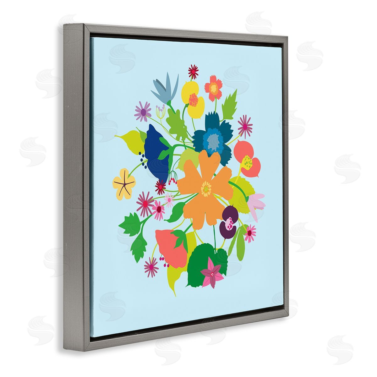 Pragya Kothari Modern Spring Petals Gray Floater Frame Canvas Artside_