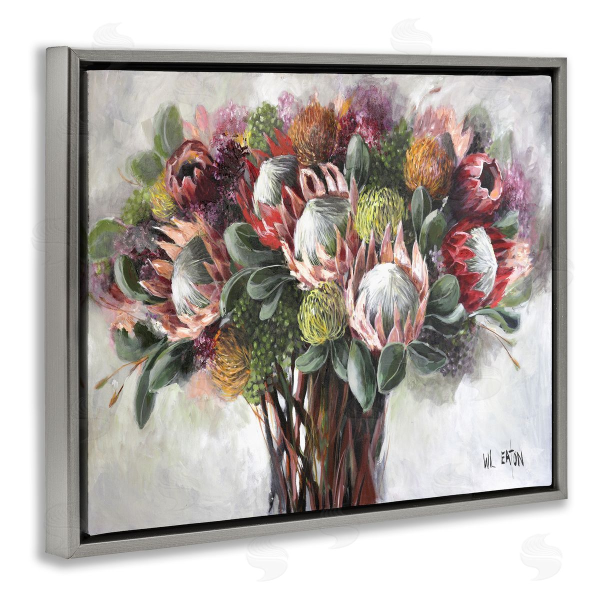 Winnie Eaton Traditional Rustic Vase Gray Floater Frame Canvas Artside_