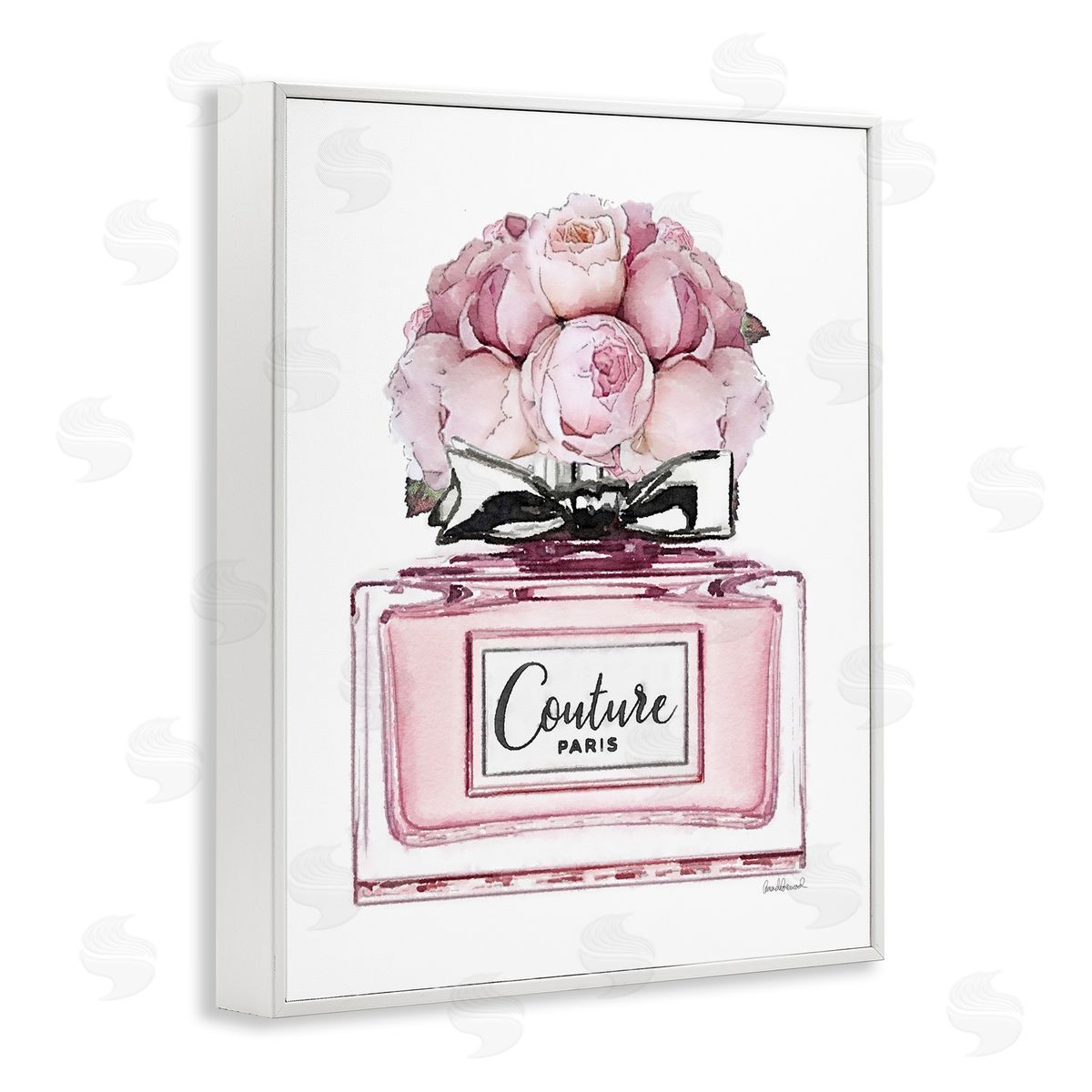 Amanda Greenwood Pink Roses Perfume White Framed Giclee Wall Artside_