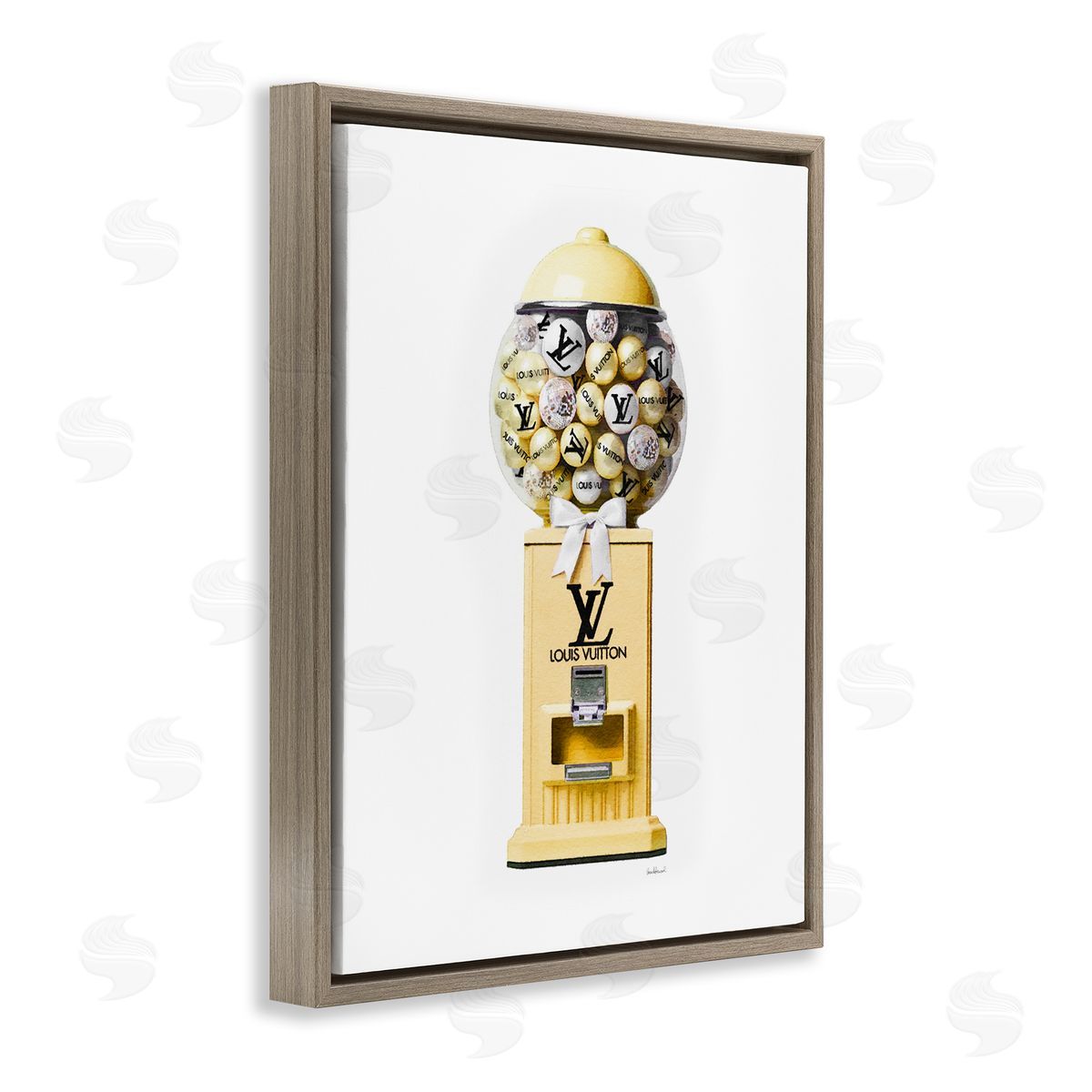 Amanda Greenwood Yellow Gumball Machine Brown Floater Frame Canvas Artside_