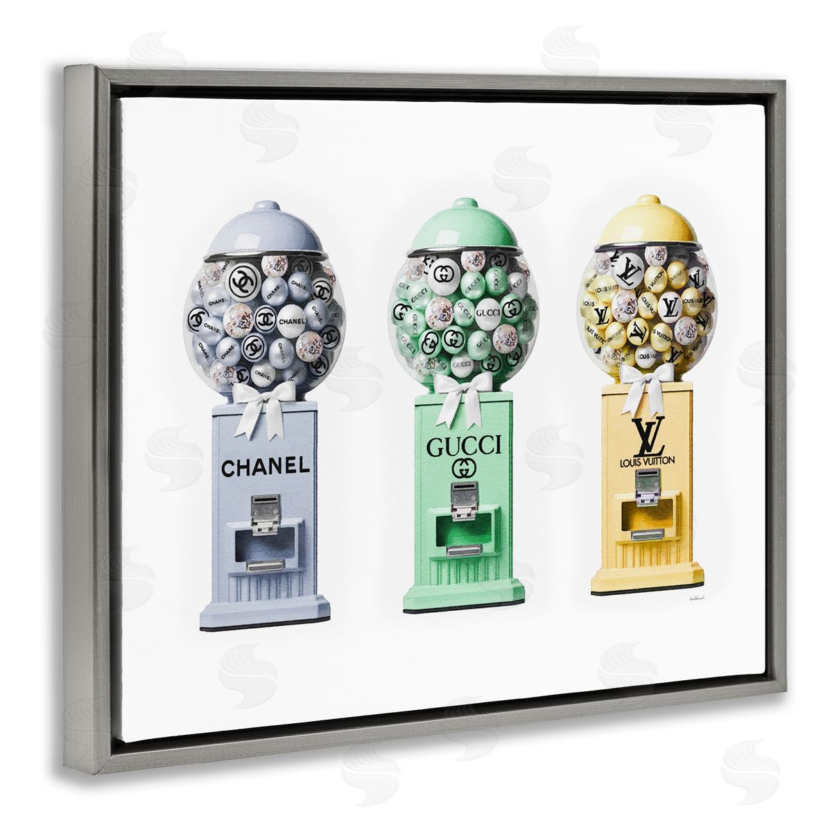 Amanda Greenwood Pastel Gumball Machines Gray Floater Frame Canvas Artside_