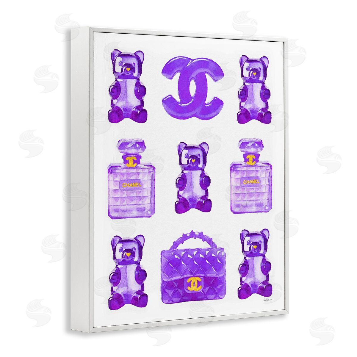 Purple Glam Gummy Candy White Frame Print Wall Art, Home Decor by Amanda Greenwood